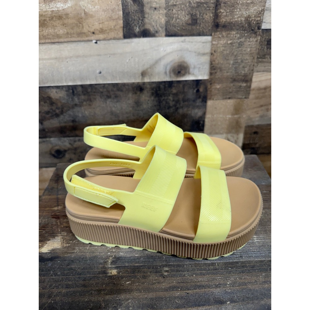 Reef Water Vista Yellow Tan Platform Sandals Womens 6 Waterproof Strappy Slide - Picture 3 of 8